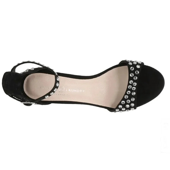 Chinese Laundry Sandals Heels Black Ankle Straps Rhinestone US 8.5 Open Toe - Picture 4 of 9